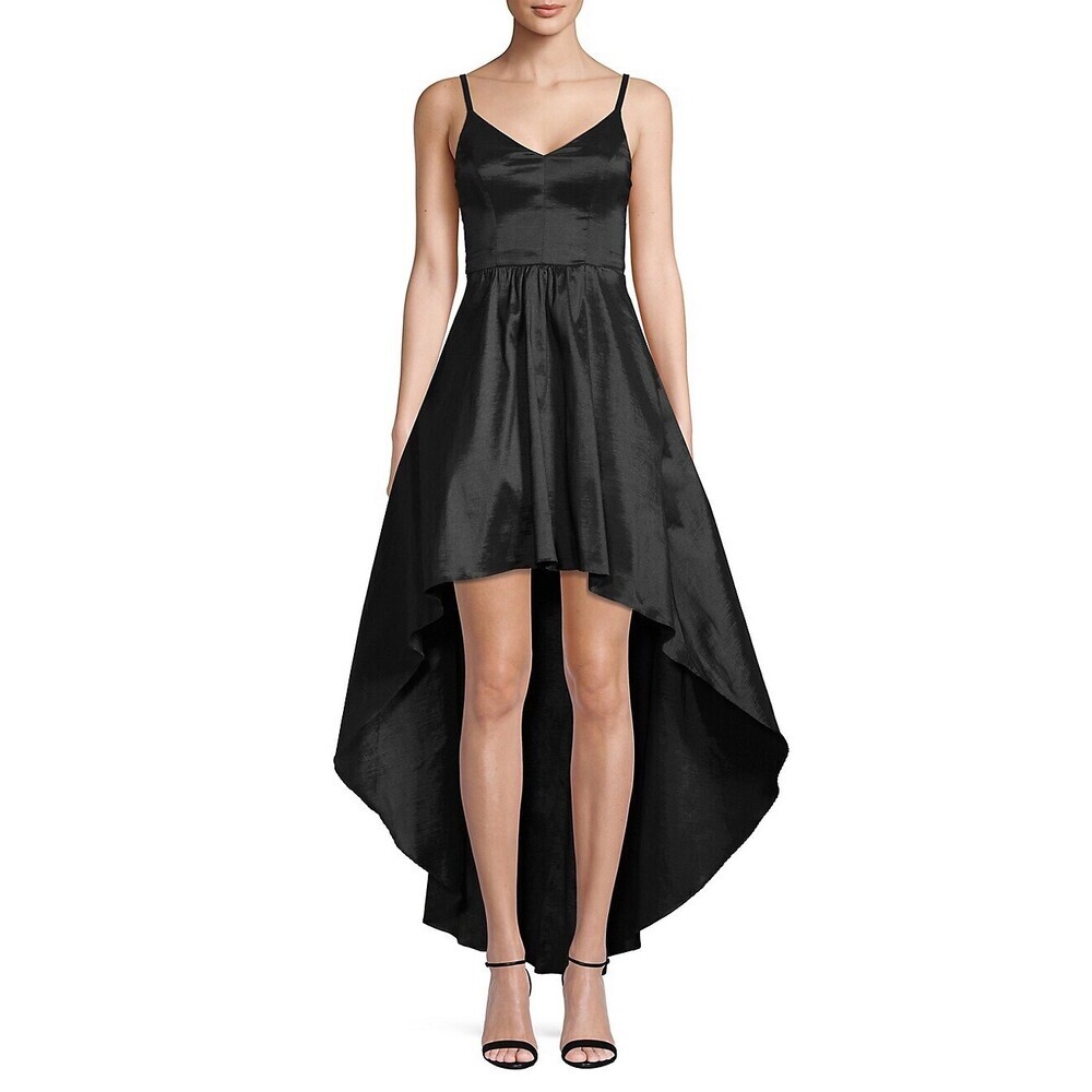 Betsy & Adam $409 Women's Black Satinhigh-Low Gown Dress Size 6 Fits As Xs